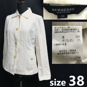 三陽商会製★BURBERRY★春夏/薄手ジャケット/ショート丈/ステンカラーコート【レディース38/アイボリー】コットン/Coat/Jumper◆pBH710