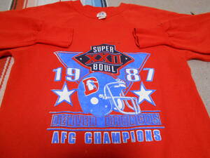 １９８７年製LOGO7 SUPER BOWL XXII DENVER BRONCOSブロンコス アメフト フットボール ビンテージ スウェットMADE IN USA FOOTBALL VINTAGE