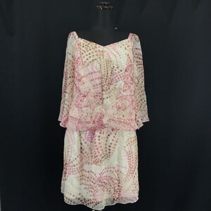 Made in Japan★INDIVI★七分袖ワンピース/シースルードレス【レディースM/38/ピンク/Pink】Dress/インディヴィ◆BH64