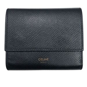 【中古】 CELINE セリーヌ 10B573BEL.38NO スモール トリフォールドウォレット 三つ折り財布 ブラック24033113 SA