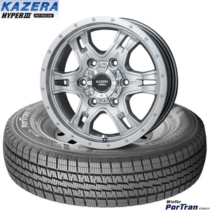 ハイエース｜クムホWinter PortTran CW61 & KAZERA HYPERIII｜195/80R15 105/107L｜スタッドレスタイヤ & ホイール4本セット