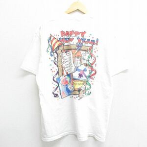 XL/古着 半袖 ビンテージ Tシャツ メンズ 00s アメリカ赤十字社 レッド 人 コットン クルーネック 白 ホワイト 23apr14 中古