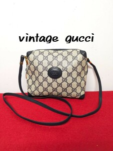 美品 極希少！Gucci GG柄ショルダーバッグ オールドグッチ ネイビー 廃盤