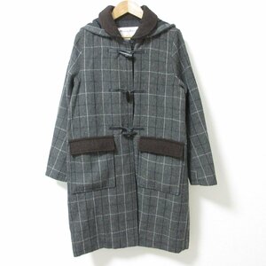 美品 SEVENDAYS=SUNDAY セブンデイズサンデイ HARRIS TWEED ハリスツイード チェック柄 2WAY ミドル丈 ダッフルコート L グレー系 ◆