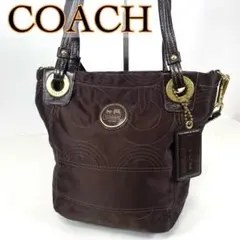 COACH コーチ 2way ショルダーバッグ オプアート ダークブラウン