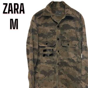 ZARA MAN ザラ レギュラーフィット カモフラージュ 長袖シャツ サイズM