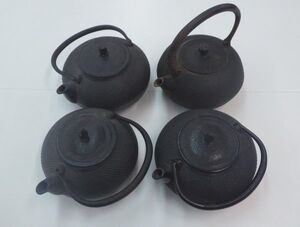 ●南部鉄器 鉄瓶 茶道具 煎茶道具 南部鉄瓶 金属工芸 骨董品 4点セット 中古 現状品 使用品 てつびん 鉄器