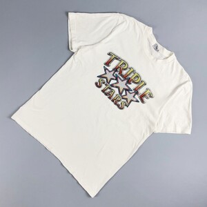 美品 TMT TRIPLE STARS Tシャツ 半袖カットソー トップス メンズ 白 ホワイト サイズL*SC142