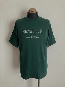 【BENETTON】Tシャツ 国内M相当 英字刺繍 緑系 90s VINTAGE 希少 イタリア製 ベネトン 
