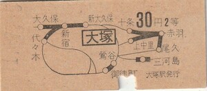 国鉄B型地図式2等乗車券大塚駅発行S41