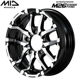 MID NITRO POWER M26 CROSS FANG ホイール1本価格 ブラックメタリック/ミラーカット 5.5J-16インチ 5穴/PCD139.7 インセット+20