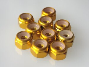 M4 ゴールド ナイロン ロック ナット 4mm (10pcs) ホイール ナット アルマイト 加工