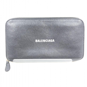 【中古】BALENCIAGA 594290 ロングウォレット ラウンドファスナー ブラック[240024475007]