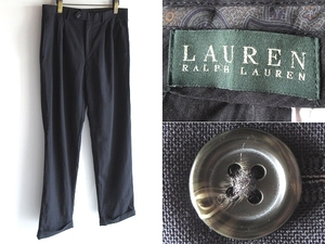 希少 ビンテージ LAUREN RALPH LAUREN ラルフローレン サマーウール 2タックパンツ スラックス W32 ネイビー 紺 RN90736正規品 USA企画