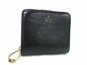 1円 ■美品■ GUCCI グッチ 115076・4276 レザー 二つ折り 財布 ウォレット 札入れ 小銭入れ レディース ブラック系 BI6256