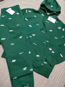 新品 定価18020 NIKE 総柄 スウェット セットアップ グリーン 緑 2XL ナイキ 上下 ナイキ メンズ パーカー パンツ