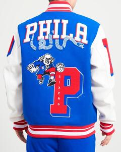 BH1)PRO STANDARD Philadelphia 76ers REMIX VARSITY ジャケット/NBA/フィラデルフィア・セブンティシクサーズ/スタジャン/3XL