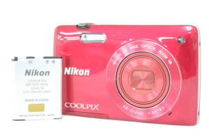 【返品保証】 ニコン Nikon Coolpix S4400 レッド 6x Wide バッテリー付き コンパクトデジタルカメラ v8365