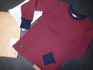 13AW 新品未使用 希少 S サイズ WTAPS WAFFLE L/S TEE COPO THERMO TEXTILE RED ボーダー　コットン　シャツ