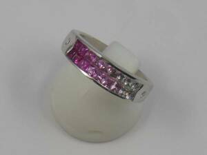 K18WGホワイトゴールド　ピンクサファイア/ダイヤモンド　リング　1.44ct 0.04ct　＃12　送料無料　1436