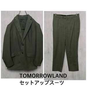 TOMORROWLAND セットアップスーツ 千鳥柄 ブラック●洗濯プレス済●トゥモローランド スーツ セットアップ 古着/52