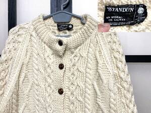 スタンダン レディース ビッグサイズ フロントボタン アラン ニット カーディガン アイルランド製 / STANDUN Alan Knit Cardigan Sweater