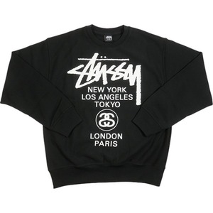 STUSSY ステューシー 24SS WORLD TOUR CREW Black クルーネックスウェット 黒 Size 【M】 【新古品・未使用品】 20793125