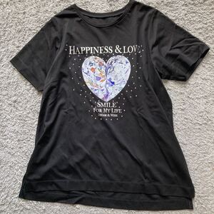 アンドラブ★&LOVE★ハート輝HAPPINESSキラキラTシャツ黒S★ゆうパケット配送可能★新品