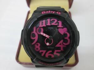 (81)♪カシオ CASIO ベビーG Baby-G レディース腕時計 BGA-130 ラバー ブラック×ピンク 不動 ジャンク品 