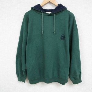 XL/古着 ギャップ GAP 長袖 スウェット パーカー メンズ 00s ワンポイントロゴ 緑 グリーン 霜降り 24sep06 中古 スエット トレーナー トッ