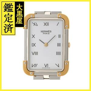 HERMES　エルメス　クロアジュール　CR1.220　ホワイト文字盤　GP/SS　クオーツ　腕時計【207】2148103695445