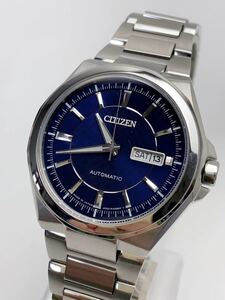 S220 新品 シチズン CITIZEN AT/自動巻 4150-S104866 ネイビー 文字盤 デイデイト 裏スケ 腕時計