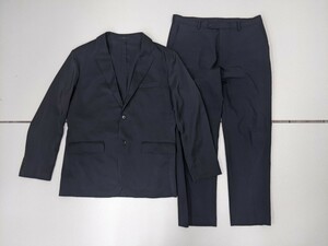 2．ユニクロ 感動シリーズ 2点 セットアップ UNIQLO 感動ジャケット パンツ SLIM-FIT アンサンブル上下 スーツ メンズXL 88 黒系 y703