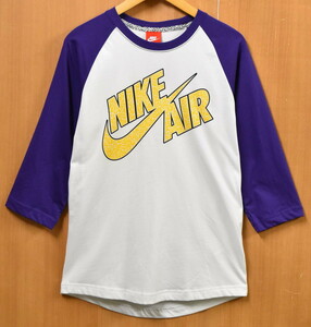 デッドストック 2014年製 NIKE ナイキ ラグランTシャツ 七分袖 ホワイト×パープル レイカーズカラー メンズS(未使用品)(13928