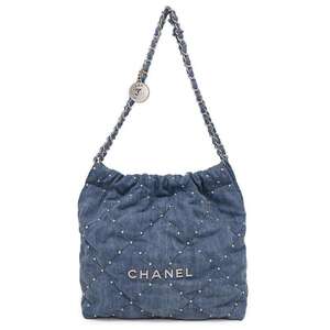 シャネル チェーンショルダーバッグ CHANEL 22 マトラッセ スモール ウォッシュド デニム AS3260 CHANEL ポーチ付き 【安心保証】