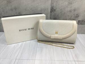 6601■HANAE MORI ハナエモリ パーティーバッグ ブラウン PVCレザー ゴールドチェーン チェーンバッグ クラッチバッグ お呼ばれ 結婚式