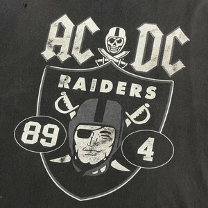 ビッグサイズ NFL RAIDERS レイダース AC/DC チームロゴ プリント Tシャツ メンズ2XL相当