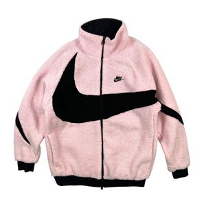 C6171001 NIKE ナイキ 19AW/BIG SWOOSH BOA JACKET ボアジャケット ナイロンジャケットリバーシブル ピンク スウォッシュ サイズ L メンズ