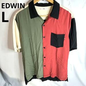 EDWIN 半そでシャツ　クレイジーパターン　レーヨン　Lサイズ