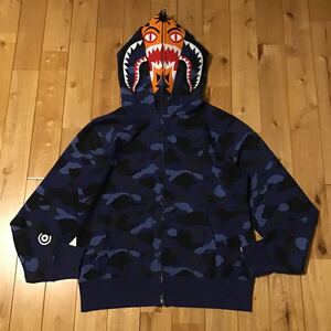 ダブル タイガー シャーク パーカー Mサイズ Double tiger shark full zip hoodie a bathing ape BAPE Blue camo エイプ ベイプ z8al