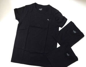 新品未使用 PUMA 胸にプーマ Tシャツ　半袖 クルーネック　140　黒 3枚組　プーマ　肌着　ブラック　BOYS　合宿　