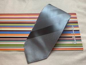 Paul Smith ポールスミスMade in Italy ネクタイシルバーストライプ柄シルク100