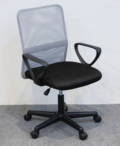 デスクチェア メッシュ張り 肘掛け付きオフィスチェアー グレー色（灰色） 回転事務椅子 JC-100