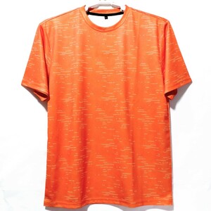 特価/未使用【サイズ=L】STRETCH DRY/ストレッチ ドライ/メンズ/半袖/Tシャツ/吸水速乾/再帰反射プリント/胸囲=96～104cm/orange