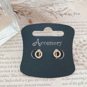 ヴィンテージイヤリング　ゴールド　プチダイヤ風　シンプル☆Vintage jewelry accessories A438