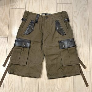 【NOID】本革レザー切替ハーフカーゴパンツ　　　　　限定 コート ジャケット A.F ARTEFACT WJK AKM IFSIXWASNINE MASU メゾンスペシャル