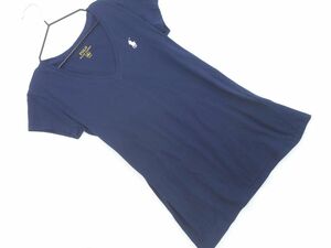 ネコポスOK POLO RALPH LAUREN ポロ ラルフローレン Vネック 半袖 Tシャツ sizeXS/紺 ■◆ ☆ eea1 レディース