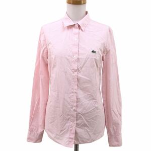 S203④ LACOSTE ラコステ シャツ ブラウス 長袖シャツ トップス 綿98% 長袖 レディース 34 ピンク