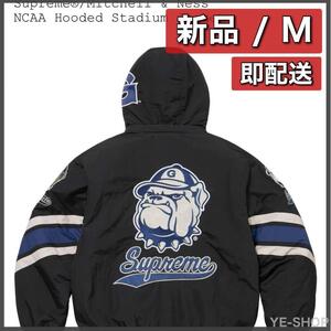 新品M／Supreme x Mitchell & Ness NCAA Hooded Stadium Jacket "Black" シュプリーム ミッチェルアンドネス スタジャン