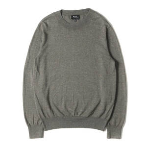 A.P.C. アーペーセー ニット サイズ:M カラーネップ ハイゲージ シルク コットン ニット カーキ トップス セーター プルオーバー